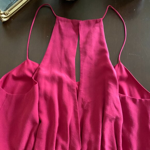 Madewell Silk Fuchsia Pink Strappy Mini Dress Size 8 - Picture 4 of 11